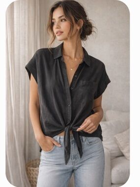 Cloth & Stone Liya Woven Front Tie Top